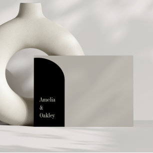 Minimalistisch Beige Zwart Elegante Boog Moderne B Bedankkaart