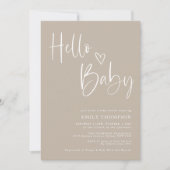 Minimalistisch Belige White Baby shower Uitnodigin Kaart (Voorkant)