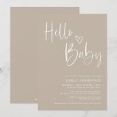 Minimalistisch Belige White Baby shower Uitnodigin Kaart (Voorkant / Achterkant)