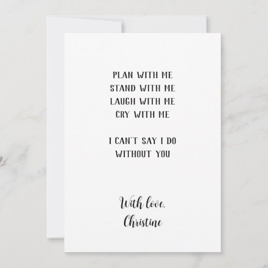 Minimalistisch ben Mijn Maid-Maid van het voorstel Kaart (Achterkant)