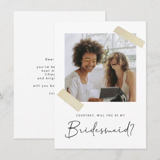 Minimalistisch Bent u mijn Bridesmaid-Kaart? Bedankkaart (Voorkant / Achterkant)