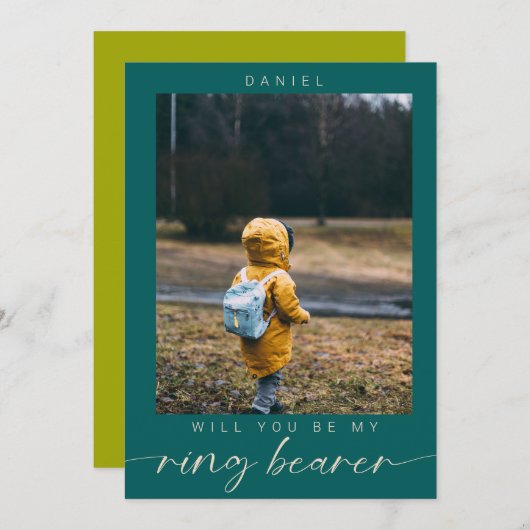 Minimalistisch Bent u mijn Ring Bearer Photo Chic Kaart (Voorkant / Achterkant)