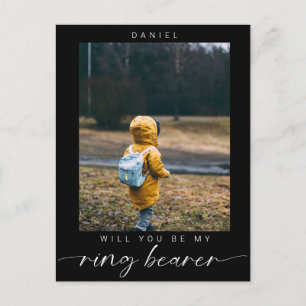 Minimalistisch Bent u mijn Ring Bearer Photo Dark Briefkaart