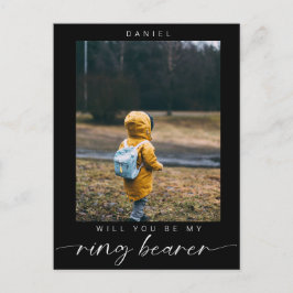 Minimalistisch Bent u mijn Ring Bearer Photo Dark Briefkaart