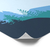 Minimalistisch berg- en rivierlandschap poster (Hoek)