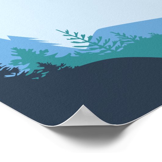 Minimalistisch berg- en rivierlandschap poster (Hoek)