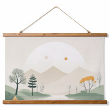 Minimalistisch berglandschap met serene meer