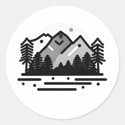 Minimalistisch berglandschap ronde sticker (Voorkant)