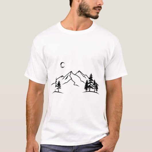 Minimalistisch berglandschap T-shirt (Voorkant)