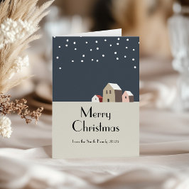 Minimalistisch besneeid Kerstmisdorp Modern Kerstf Kaart