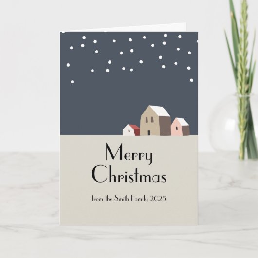 Minimalistisch besneeid Kerstmisdorp Modern Kerstf Kaart (Voorkant)