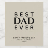 Minimalistisch beste vader ooit gepersonaliseerd wijn etiket (Enkel label)