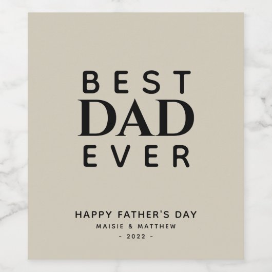 Minimalistisch beste vader ooit gepersonaliseerd wijn etiket (Enkel label)
