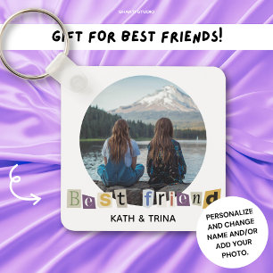 Minimalistisch Beste Vriend Gift BFF Foto Sleutelhanger