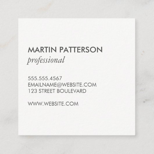 Minimalistisch / beugel verfraaid (blauw) vierkante visitekaartje (Achterkant)