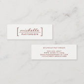 Minimalistisch / beugel verfraaid (diep rood) mini visitekaartje (Voorkant / Achterkant)