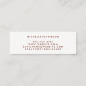 Minimalistisch / beugel verfraaid (diep rood) mini visitekaartje (Achterkant)