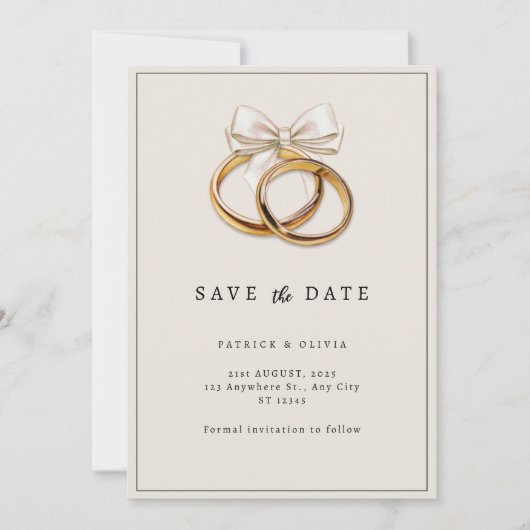 Minimalistisch Bewaar de Datum Bruiloft Ring uitno Save The Date (Voorkant)