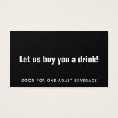 Minimalistisch, bewerkbaar wit op zwarte Drink Tic Visitekaartje (Voorkant)