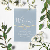 Minimalistisch bezoek met blauwe kalligrafie poster