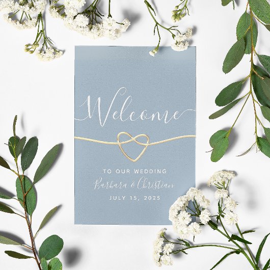 Minimalistisch bezoek met blauwe kalligrafie poster