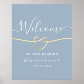 Minimalistisch bezoek met blauwe kalligrafie poster (Voorkant)