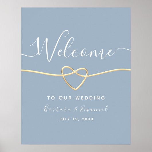 Minimalistisch bezoek met blauwe kalligrafie poster (Voorkant)