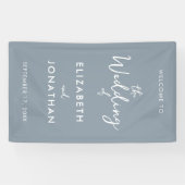 Minimalistisch bezoek met blauwe legant bruiloft spandoek (Horizontaal)