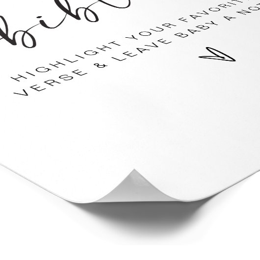 Minimalistisch bijbels Baby shower gastenboek teke Poster (Hoek)