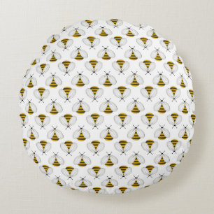 Minimalistisch Bijenrasterpatroon Rond Kussen