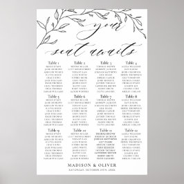 Minimalistisch bijkantoor Laurel Wedding Seating C Poster