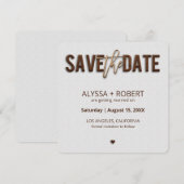 Minimalistisch bijtend hout bespaart de datumkaart save the date (Voorkant / Achterkant)