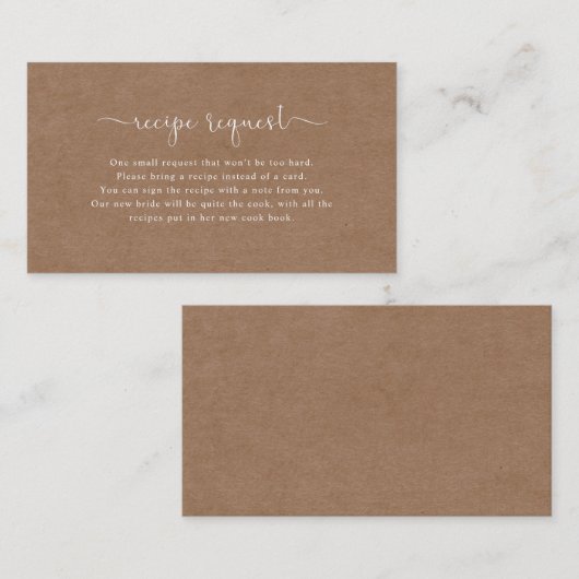 Minimalistisch bijtende bridal-receptie-aanvraag K Visitekaartje (Voorkant / Achterkant)