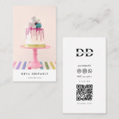 Minimalistisch 'Birthday Wedding Jubileum Cake Qr' Visitekaartje (Voorkant / Achterkant)