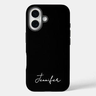 Minimalistisch Black Custom Name Signature Script iPhone 16 Hoesje