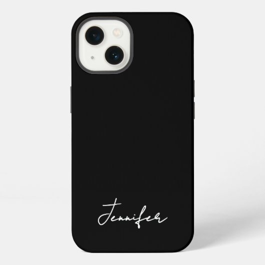 Minimalistisch Black Custom Name Signature Script iPhone Hoesje (Achterkant)