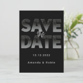 Minimalistisch Black Glitter Drip Weduwfoto Save The Date (Staand voorkant)