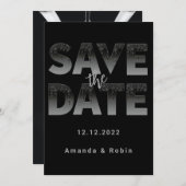 Minimalistisch Black Glitter Drip Weduwfoto Save The Date (Voorkant / Achterkant)