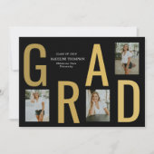 Minimalistisch Black Gold Afstudeerder Photo Afstu Aankondiging (Voorkant)