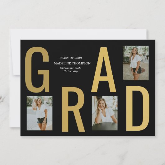 Minimalistisch Black Gold Afstudeerder Photo Afstu Aankondiging (Voorkant)