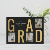 Minimalistisch Black Gold Afstudeerder Photo Afstu Aankondiging (Staand voorkant)