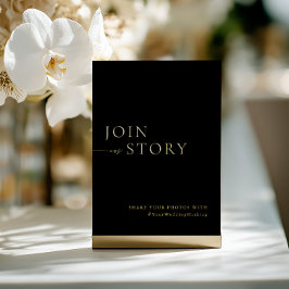 Minimalistisch Black & Gold Hashtag-teken Folie Uitnodiging