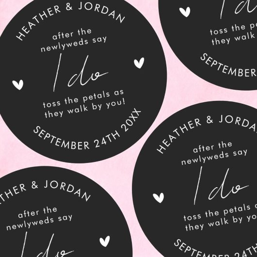 Minimalistisch Black Weddenschap voor Confetti Ronde Sticker