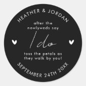 Minimalistisch Black Weddenschap voor Confetti Ronde Sticker (Voorkant)