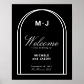 Minimalistisch Black White Chic Arch Welkomsthuwel Poster (Voorkant)