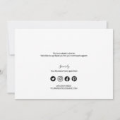 Minimalistisch Black White Company Logo Social Bedankkaart (Achterkant)