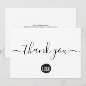 Minimalistisch Black White Company Logo Social Bedankkaart (Voorkant / Achterkant)