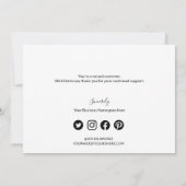 Minimalistisch Black White Company Logo Social Bedankkaart (Achterkant)