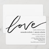 Minimalistisch Black White Love Typography Wedding Kaart (Voorkant / Achterkant)