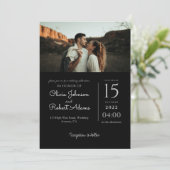 Minimalistisch Black White Photo Weddenschap Kaart (Staand voorkant)